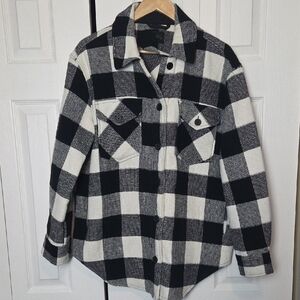 Women's Black and White Checkered Jacket